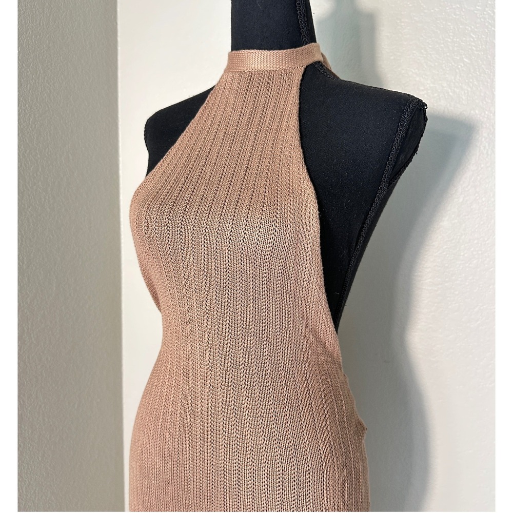 Flook the Label Zadia Knit Halter Maxi Dress Tan REVOLVE Slinky Resort Medium - Picture 3 of 14